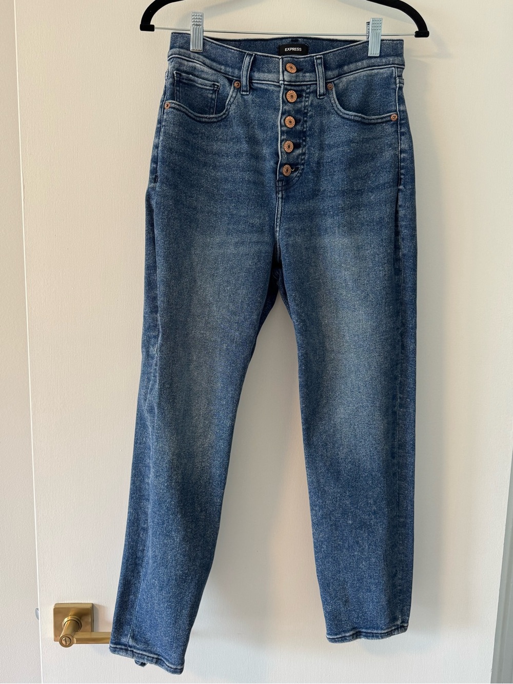 Express Women's High-Rise Button-Fly Jeans - Medium Blue Wash